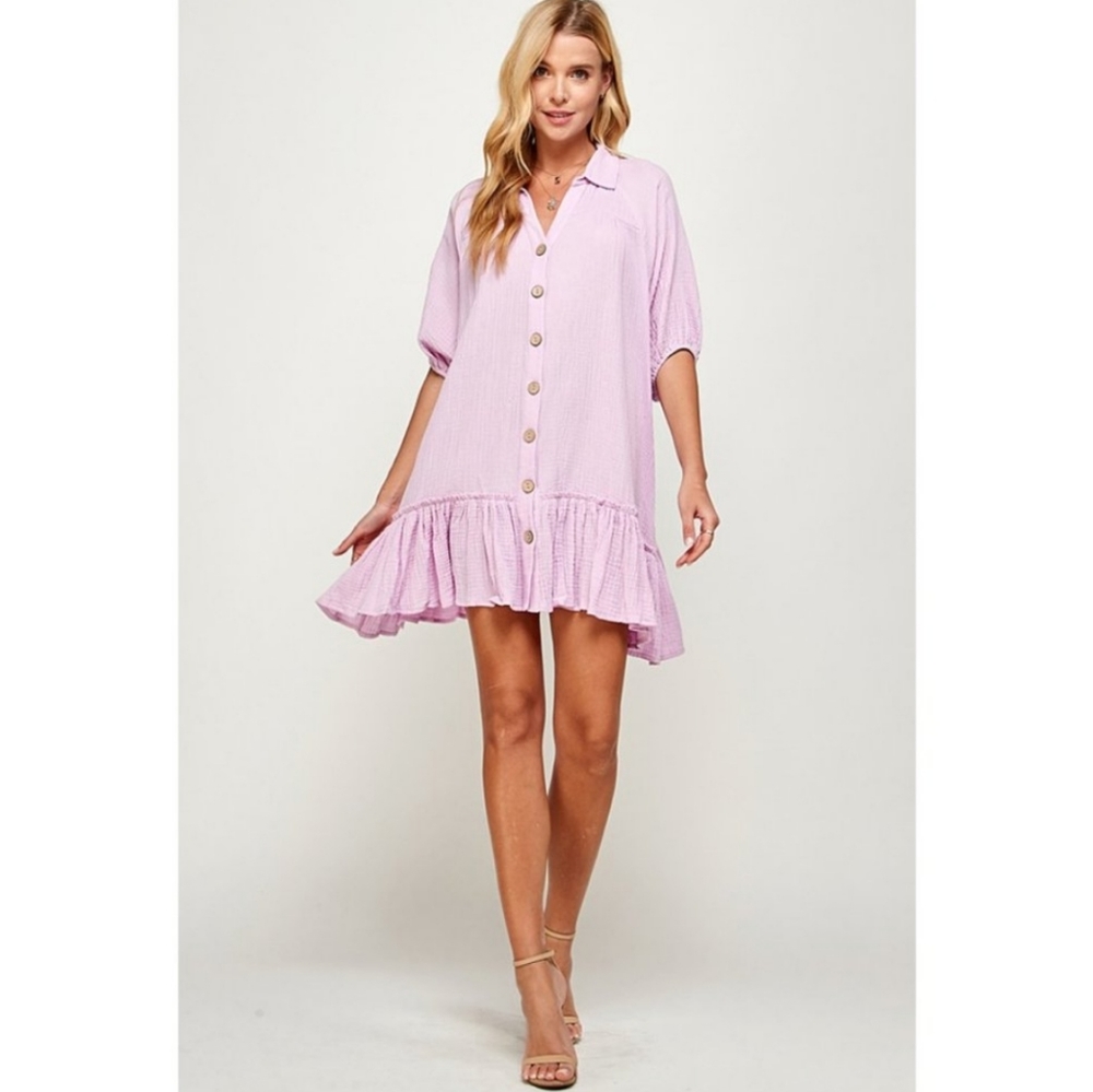 Women's Cotton Gauze Dress in Lilac S